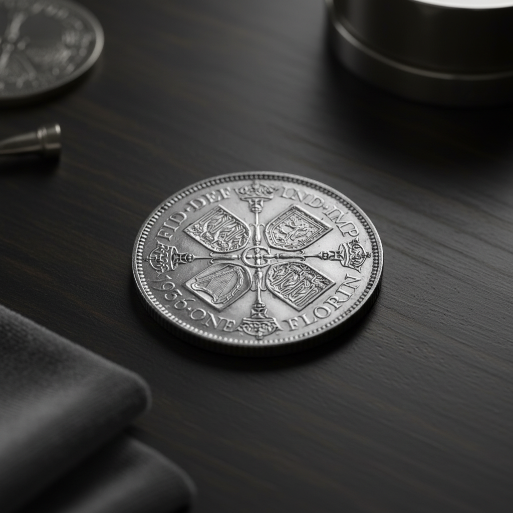 Silver Florin Coin in Premium Setting